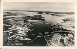 Seattle Ferry Routes in Puget Sound Postcard