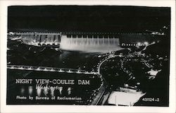 Night View -- Coulee Dam, Washington Grand Coulee, WA Postcard Postcard Postcard