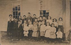 Group of children standing outside building Simonsville, VT School and Class Photos Postcard Postcard Postcard