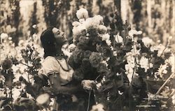 Woman with Flowers Postcard