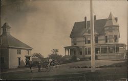 Horse and Buggy in Front of a Victorian Farmhouse Postcard