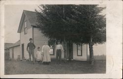 Family Posing in Front of Homestead, 1912 Postcard