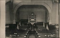 Pipe Organ in Auditorium, US Flags Postcard Postcard Postcard