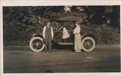 Snapshot of Family and Car Cars Postcard Postcard Postcard