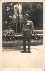 Man Posing by Fountain Mexico Postcard Postcard Postcard