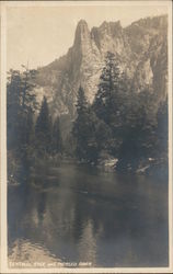 Sentinal Rock and Merced River Postcard