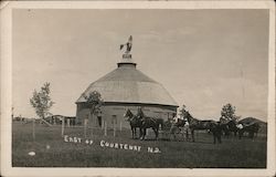 Grain Silo, Horses and Buggy Courtenay, ND Postcard Postcard Postcard