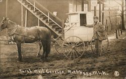 Rural Mail Carrier, Horse Drawn Mail Wagon Postcard