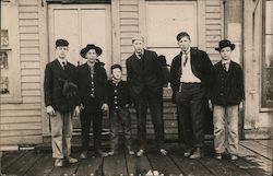 Group of Young Men and Boys Standing on a Porch Children Postcard Postcard Postcard