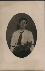 Portrait of man with Fox Postcard