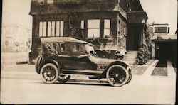 Car in Front of Home Cars Postcard Postcard Postcard