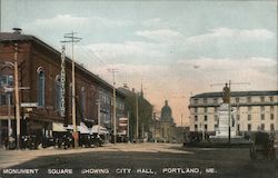 Monument Square showing City Hall Postcard