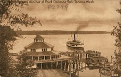 Arrival of a pleasure steamer at Point Defiance Park Tacoma, WA Postcard Postcard Postcard