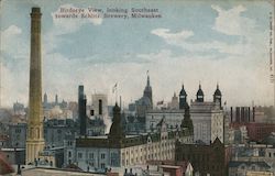 Birdseye View, looking Southeast towards Schlitz Brewery Postcard