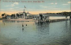 Pavilion and Bath House - Bayview Beach Green Bay, WI Postcard Postcard Postcard