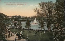 View of Lake and Fountain from the Casino, Willow Grove Park Philadelphia, PA Postcard Postcard Postcard