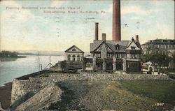 Fleming Residence and Bird's Eye View of Susquehanna River Postcard