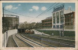 Elevated bed showing underground entrance at 24th & Market Streets Philadelphia, PA Postcard Postcard Postcard