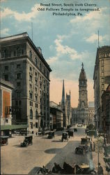 Broad Street, South from Cherry - Old Fellows Temple in Foreground Philadelphia, PA Postcard Postcard Postcard