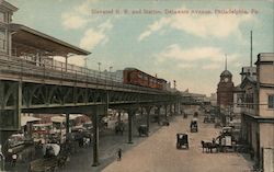 Elevated RR and Station, Delaware Avenue Postcard