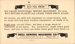 Bell Sewing Machine Company Postcard