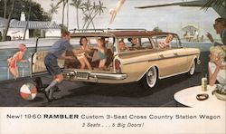 New! 1960 Rambler Custom 3-Seat Cross Country Station Wagon Cars Postcard Postcard Postcard