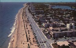 Aerial view of Fort Lauderdale, Florida, looking South on miles of lovely beach Postcard Postcard Postcard