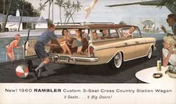 New! 1960 Rambler Custom 3-Seat Cross Country Station Wagon Cars Postcard Postcard Postcard