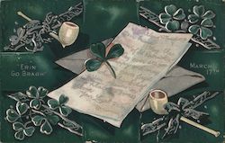 "Erin Go Bragh" March 17th - Shamrocks and a Letter Postcard