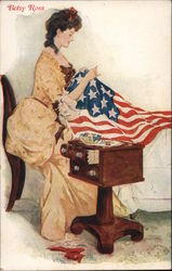 Betsy Ross sewing the Flag Patriotic Postcard Postcard Postcard