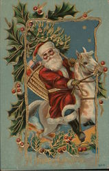 Santa on a White Horse Santa Claus Postcard Postcard Postcard