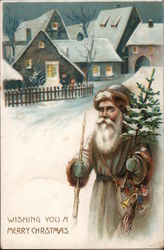 Santa in Brown Robe Postcard