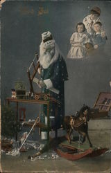 God Jul - Swedish Santa Making Toys Postcard