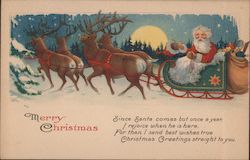 Merry Christmas - Santa and the Reindeer Postcard