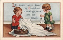 Let's make some great big Christmas Stockings, ours are too small Children Postcard Postcard Postcard