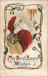 My Best Xmas Wishes: Santa Delivering Toys Santa Claus Postcard Postcard Postcard