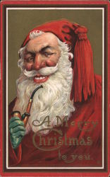 A Merry Christmas To You - Santa with a Pipe Santa Claus Postcard Postcard Postcard