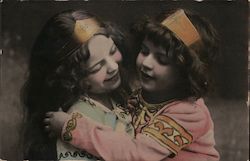 Vintage Saxon Postcard with two young girls Postcard Postcard Postcard