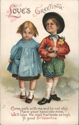 Boy and Girl Strolling: Love's Greeting Children Postcard Postcard Postcard