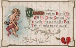 My Fairest Valentine - Cupid with a Bow and Arrow Postcard Postcard Postcard