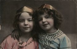 Two Little Girls Wearing Crowns with Their Arms Around Each Other Postcard Postcard Postcard