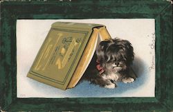 Little Dog Hiding under a Book Dogs Postcard Postcard Postcard