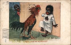 "Deed, I dun eat no chickun" Postcard