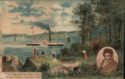 First Steamboat on Hudson River - Robert Fulton's "Clermont" 1807 Postcard