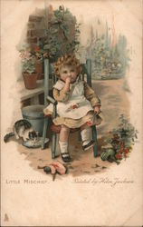 Little Mischief - A Young Child in a Chair Postcard