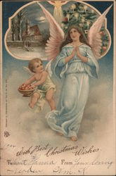 With Best Christmas Wishes Angels Postcard Postcard Postcard