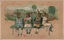 Good Wishes for Easter With Bunnies Postcard Postcard Postcard