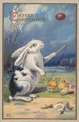 Easter Greetings With Bunnies Postcard Postcard Postcard