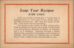 Leap Year Recipes Kiss Cake Postcard