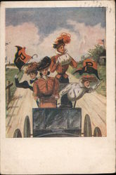 Princeton Women waving flags in a car College Girls Postcard Postcard Postcard